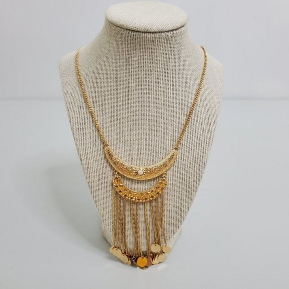 Tribal‎ Boho Necklace Fringe Dangle Gold Tone Celes